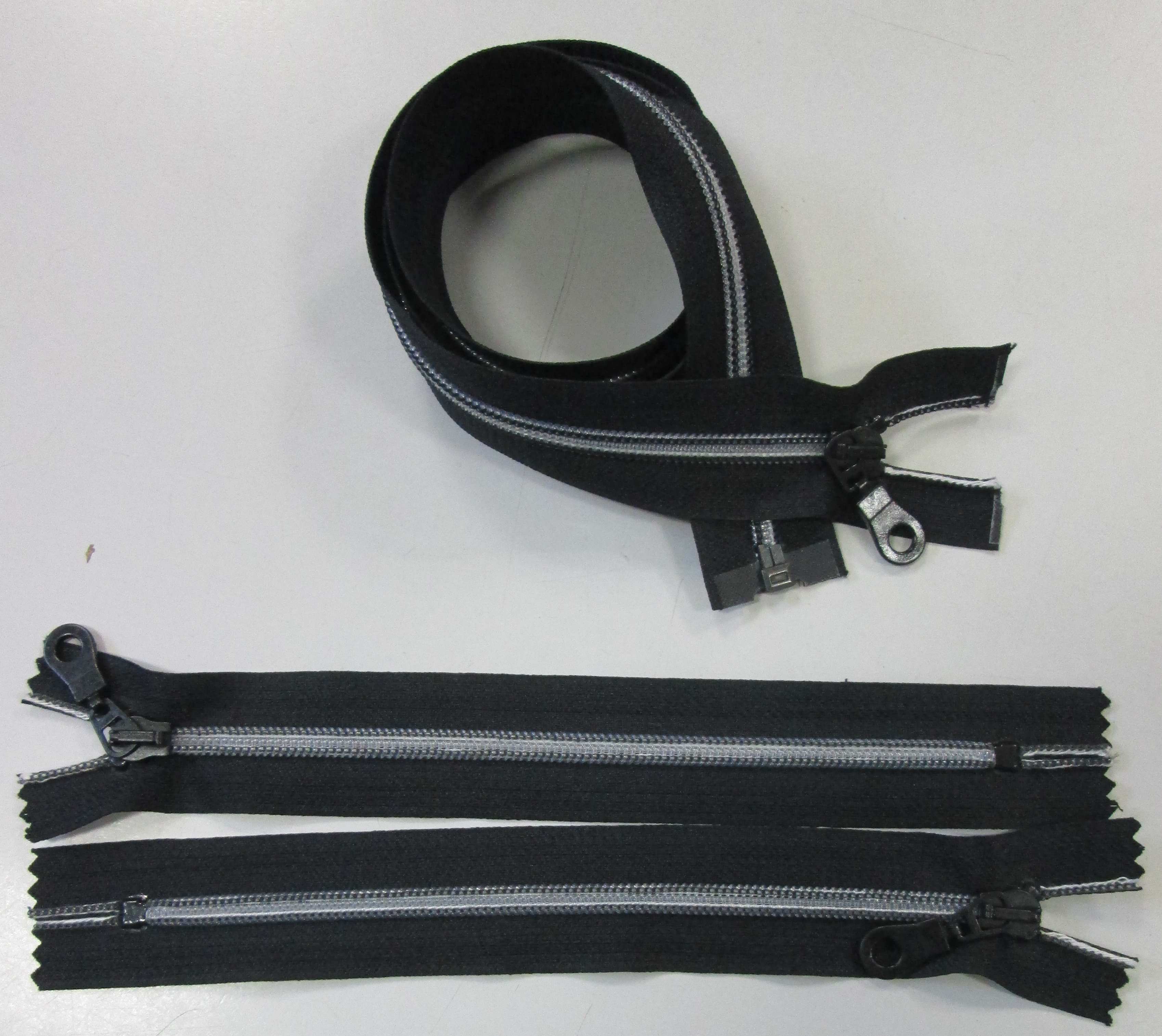 1 Set  RV schwarz, 078 cm Kunststoff teilbar Spirale + 2 RV schwarz, 020 cm nicht teilbar R