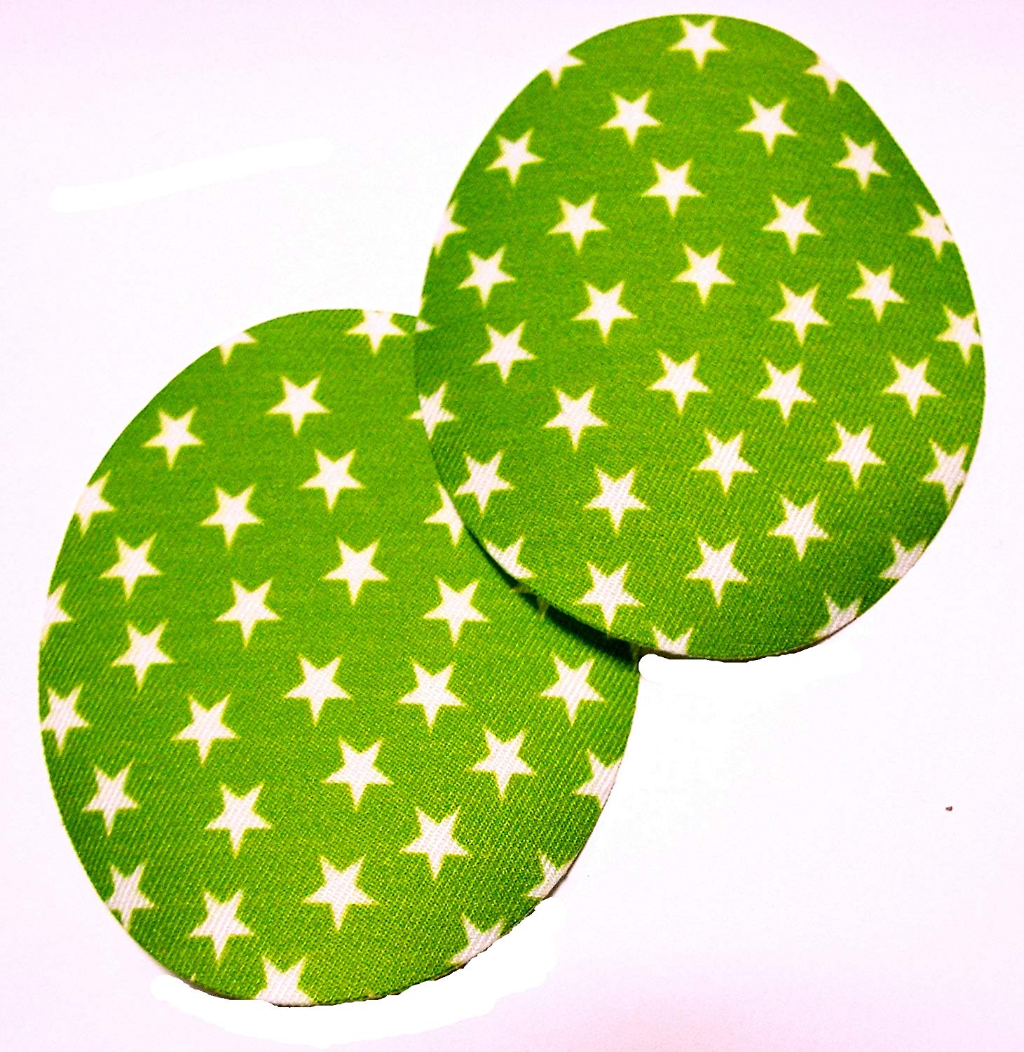 1 Paar Patches/Bügelflicken mit Sternen 90 x 75 mm apfel grün