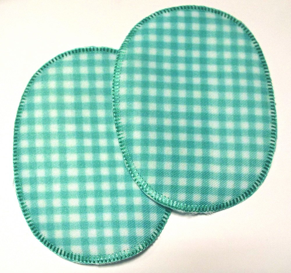 1 Paar Patches/Bügelflicken Karo mint 11,5 x 9 cm